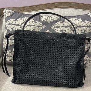 Hugo Boss Katlin Small Crossbody & Shoulder Bag Perforated Black Leather Bag